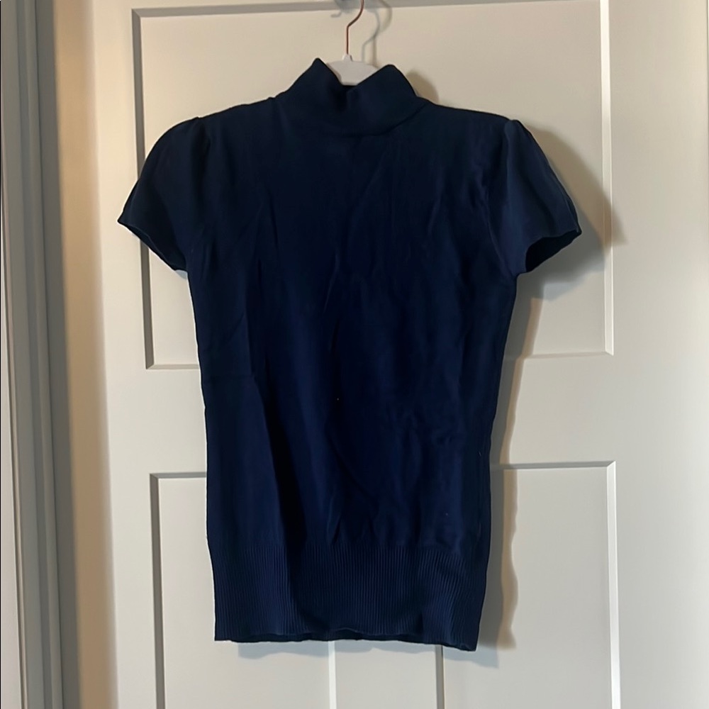 Forever 21 Blue Fitted Mandarin Collar Sweater